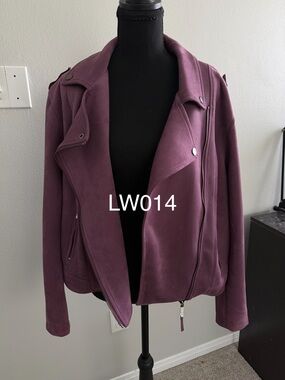 Women's Suede Moto Jacket - Plum